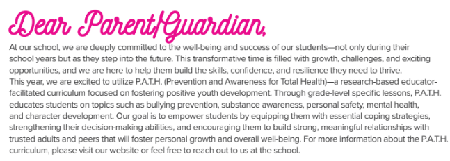 PATH Parent Letter